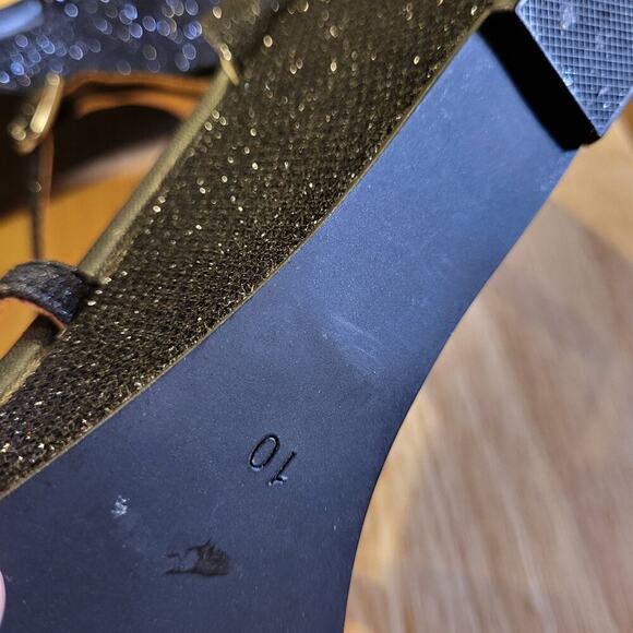 Badgley Mischka Black Rhinestone Strappy Wedge Worn Once Designer size 10 - Picture 7 of 9